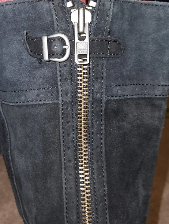 Born Black Suede Knee-High Dual Zip Heeled Boots Size 8 - Picture 11 of 15